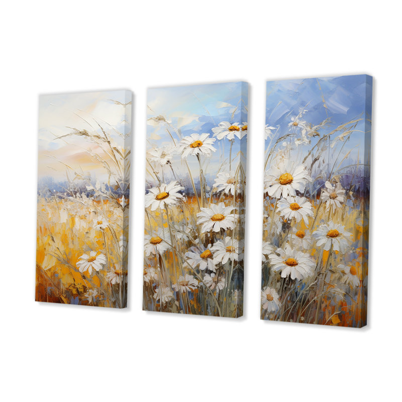 «Daisies Country Charm - Flowers», ensemble d'art mural, H 40 po x l 60 po x P 1 po