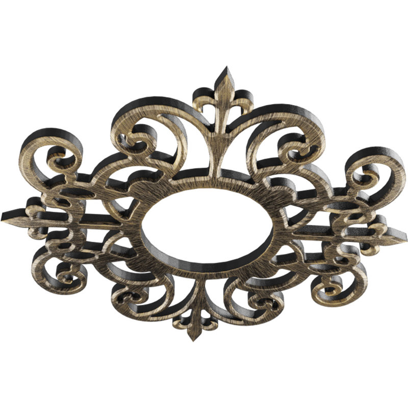 Médaillon de plafond en PVC de qualité architecturale Dijon, H 34 po x l 34 po x P 1 po, Or pâle antique
