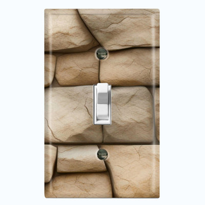 Natural Rustic Boulder Rock Print Nature Themed 1 - Gang Toggle Light Switch Standard Wall Plate