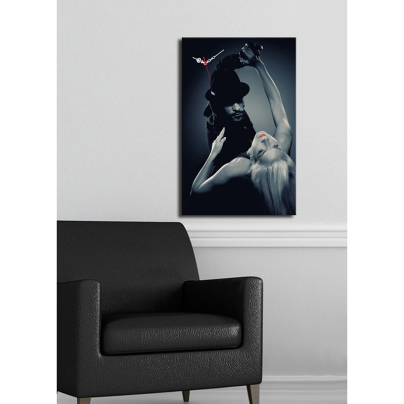 Horloge murale 17,7 po x 27,6 po Elegant 100% toile de suède, cadre 100% bois (épaisseur: 1,2 po) | Décoration élégante pour le salon, la chambre à coucher et le bureau, pièce unique et fonctionnelle