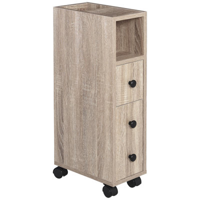 Freestanding Compact Design Bathroom Cabinet With Ample Storage, Rolling Wheels, And Durable Construction For Small Spaces