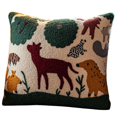 Ethnic Forest Animals Throw Pillow