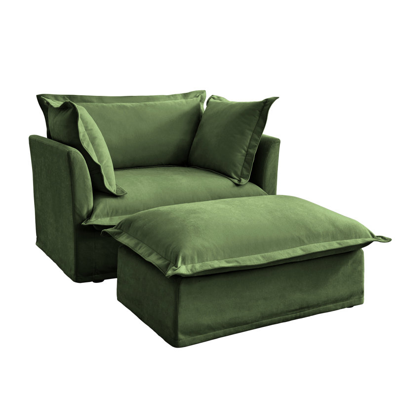 Fauteuil de salon Adamski, assise confortable en chenille, tissu, housses amovibles, base en chenille rembourrée avec assise profonde, conception séduisante, fabrication en bois