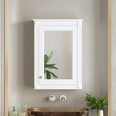 20"W Wall Mounted Medicine Cabinet with Mirror and Adjustable Shelves