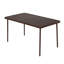 7 pièces de salle à manger de patio en brun: extérieur moderne avec table en acier et chaises en plastique, tissu imperméable brun: structure en métal, housses-117871538