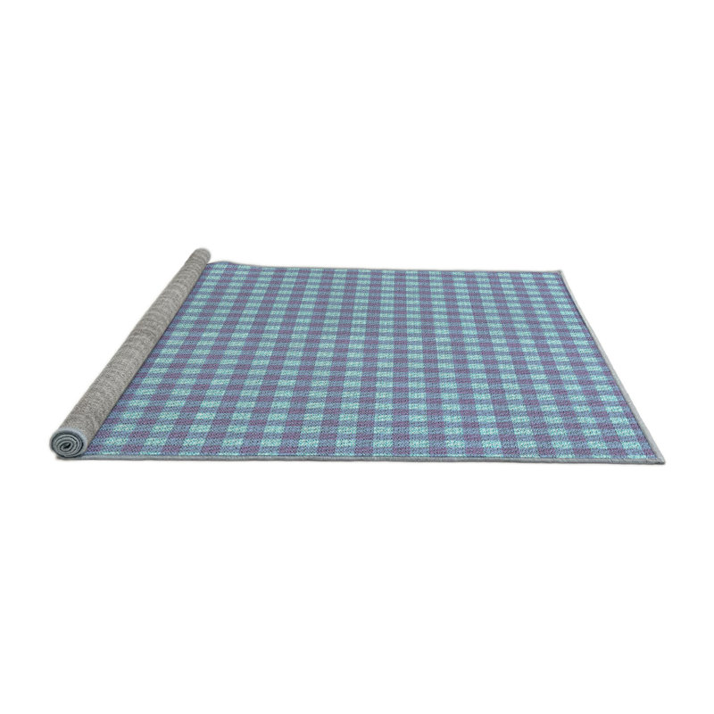 Tapis 100% à motifs lavables à la machine 2989 Pat692-LBLU, Rond 4 pi