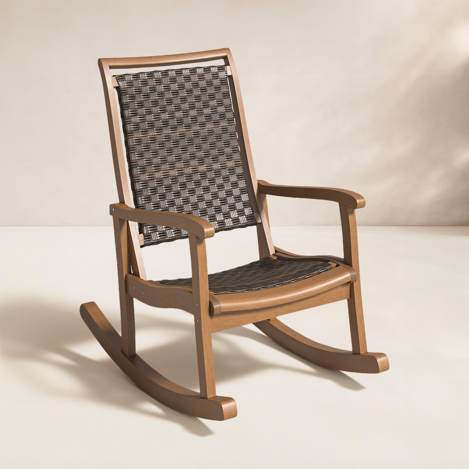 Arnot Eucalyptus Patio Rocking Chair, Brown