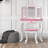 Teamson Kids Gisele Wooden Play Vanity Set with Tri-Fold Mirror, Storage Drawer, Matching Stool and Kids Makeup Table for Ages 3+