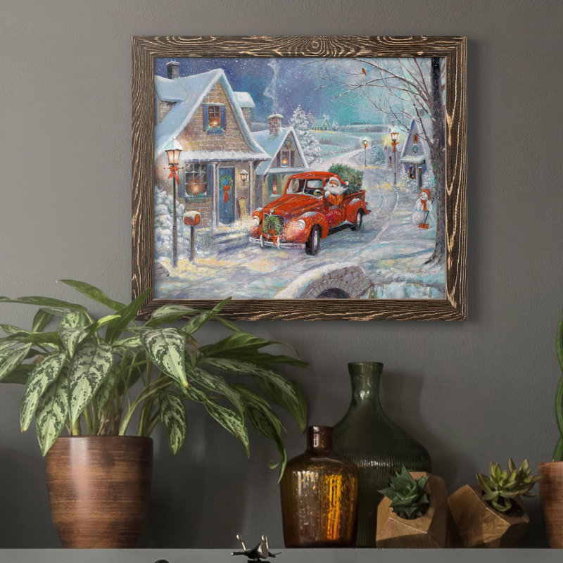 Santa's Tree Farm - reproduction d'art sur toile, H 24 po x l 18 po x P 1,5 po, Noyer
