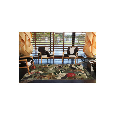 Forest Themed Toucan and Tree Pattern Modern Decorative Machine Washable Rug