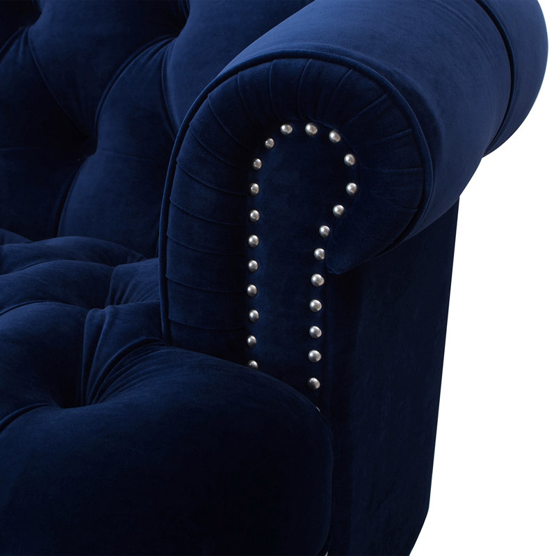 Mercer Velvet Armchair, Navy Blue Velvet