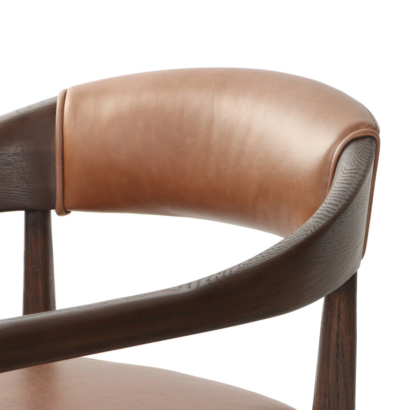 Dane Leather Upholstered Arm Chair, Terra Brown Oak Leather