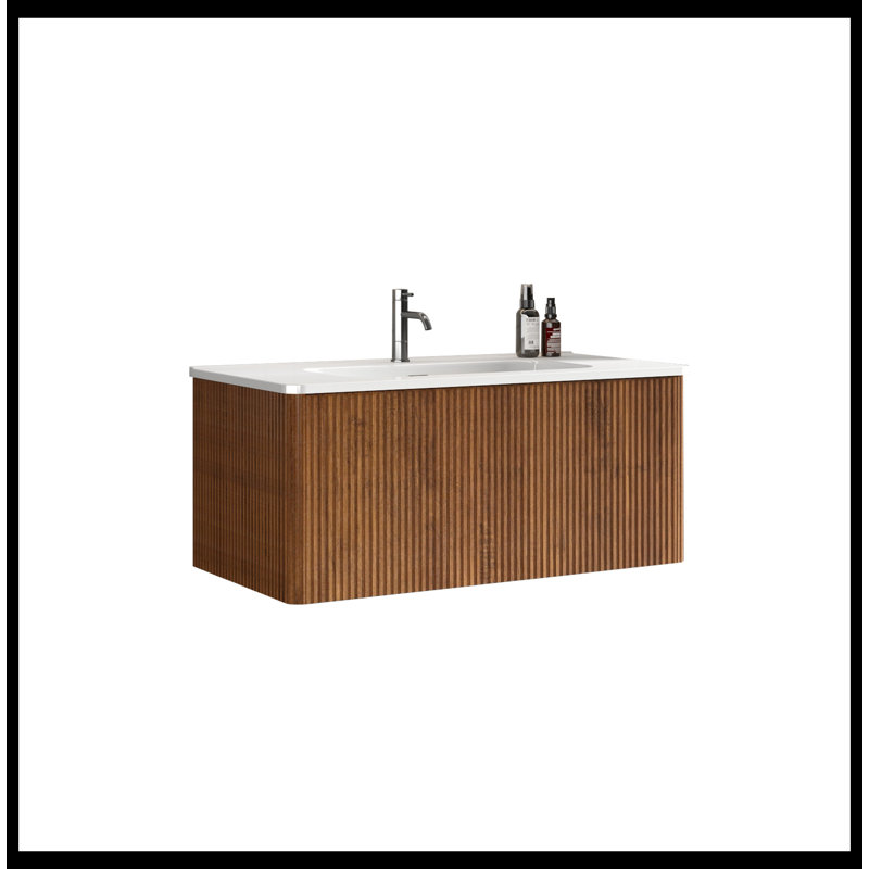 Meuble-lavabo simple 35,80 po avec plateau en céramique Ambriel