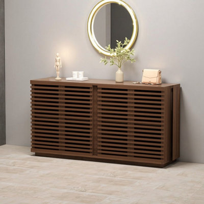Oak Buffet Sideboard with Solid Wood Doors - 59.92"W x 15.75"D x 29.53"H Storage Cabinet for Living and Dining Rooms