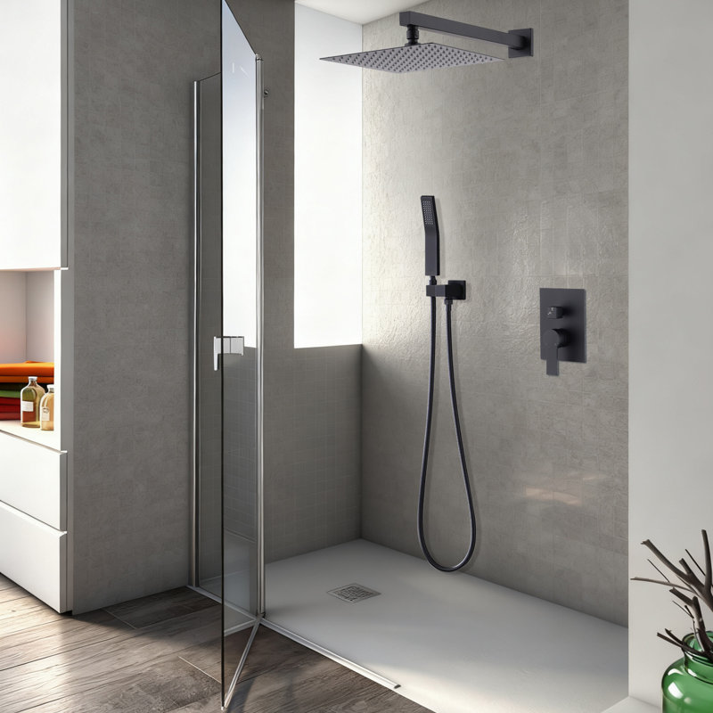 Modern Matte Black Shower Faucets & Systems, Durable All-metal Design