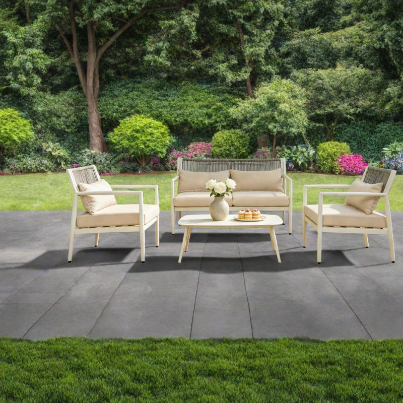 Comfortable Patio Sofas, Metal Rope Modern Set For Porch Backyard