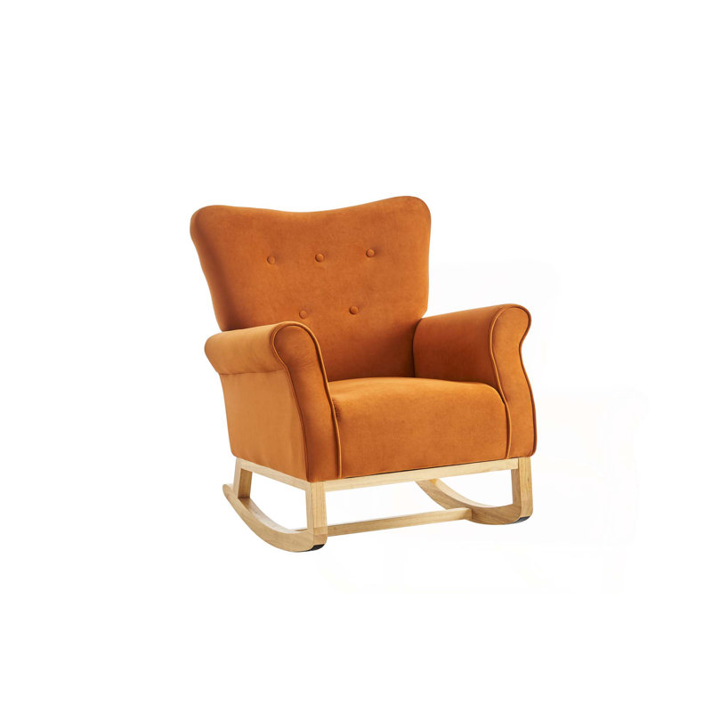 Chaise berçante à haut dossier pour chambre de bébé, siège rembourré confortable en tissu berçant, fauteuil à haut dossier moderne