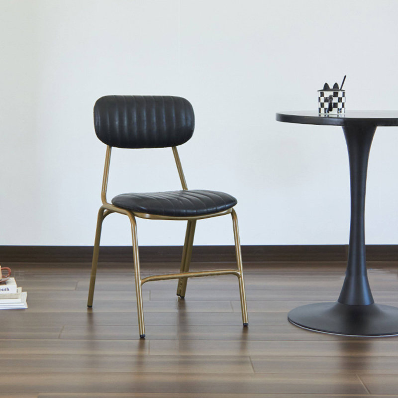 Chaise d'appoint noire et noire à dossier solide (ensemble de 2), Black