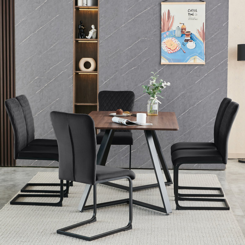 Chaise rembourrée moderne en velours sans accoudoirs, 2
