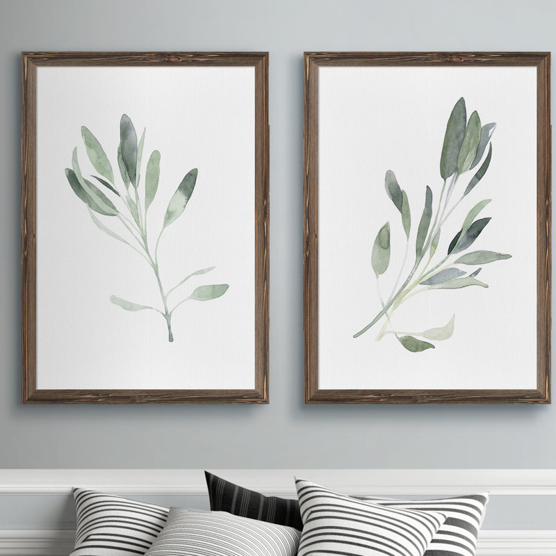 Simple sauge - ensemble de 2 reproductions d'art encadrées, Toile encadrée, H 20 po x l 16 po, Érable