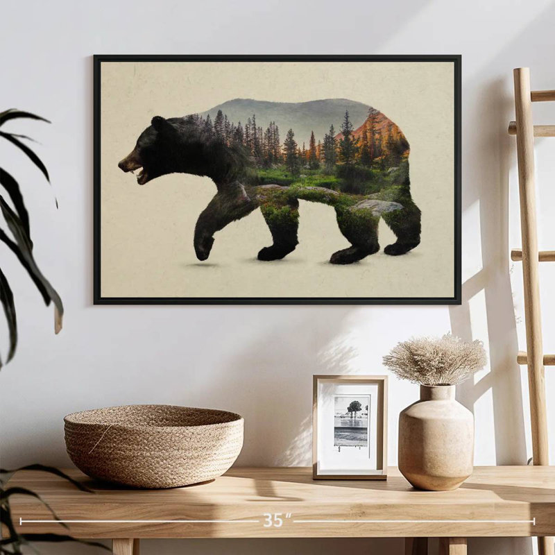 L'ours noir nord-américain, 25 po x 17 po, Cadre flottant noir