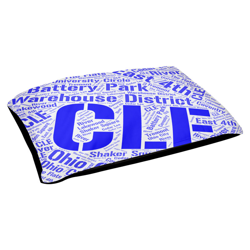 Coussin de chien « districts », Moyen (H 9,5 po x l 28 po x P 18 po), Bleu, Cleveland