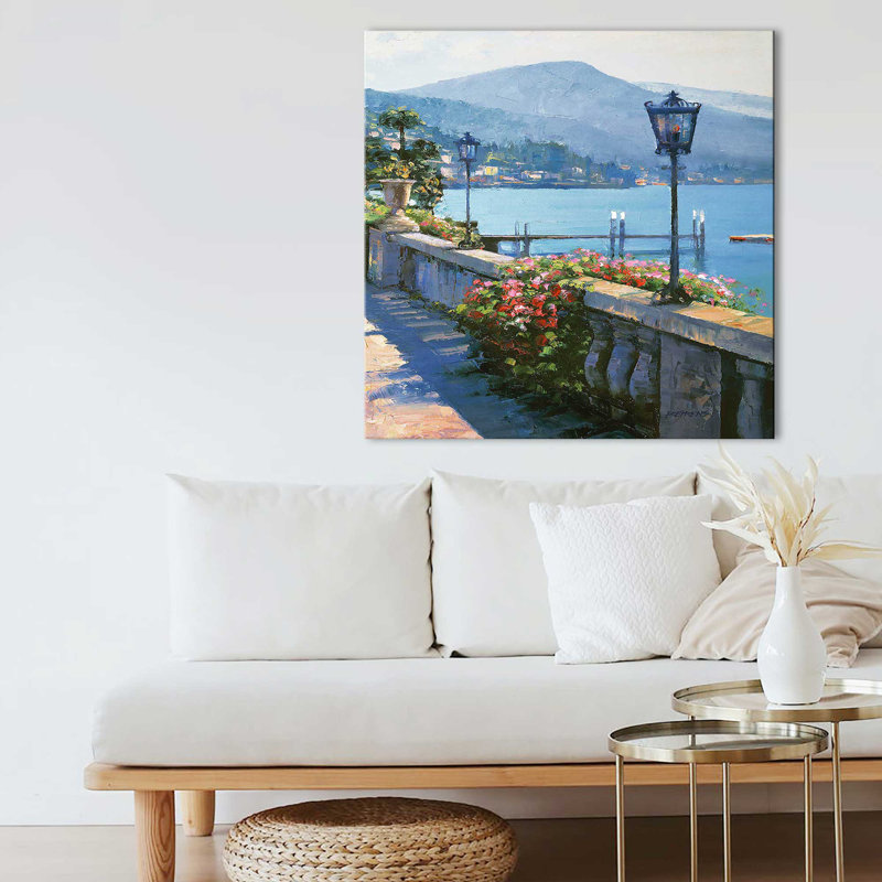 «Bellagio Promenade II» par Howard Behrens - Peinture, Toile tendue, H 36 po x l 36 po x P 1,5 po