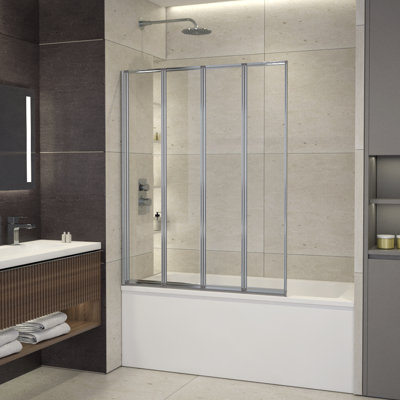 Triton 44" W X 55" H Framed 4-Fold Folding Tub Door With Clear Glass
