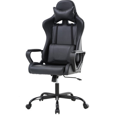 Gaming Chair Office Chair Desk Chair Swivel Rolling High Back PU Leather Executive PC Adjustable Massage Racing Computer Chair With Lumbar Support Hea by Inbox Zero