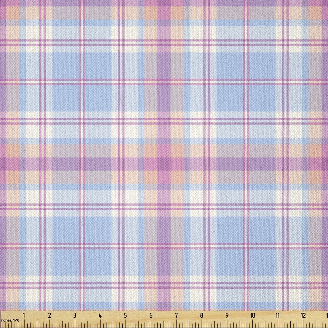 Stoff als Meterware, Weinlese-Plaid-Muster, Pastell, Hellblau Fuchsienfarben Lachs