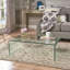 TABLE COFFEE Table basse translucide en verre trempé trempé de 12 mm: conception minimaliste moderne, prête à l'emploi (sans assemblage)