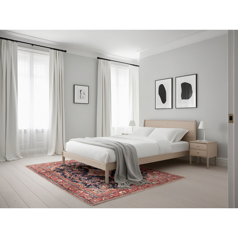 Tapis traditionnel rouge / noir Gerti, Rectangle 5 pi x 7 pi
