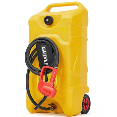 Heavy-Duty 16 Gallon 60L Portable Gas Can Fuel Caddy with 10FT Manual Siphon Pump, Leak-Proof Fuel Transfer Tank on Wheels for Car, ATV, Boat, Tractor, Generator, Snow Blower – Yellow