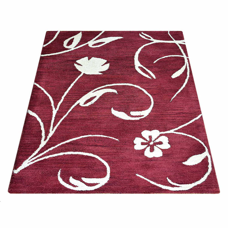Crayton Hand Tufted Wool Eco-Friendly Area Rugs - Rectangle, Red Beige Color, Floral Modern Design, High Pile Thick Handmade Anti Skid Area Rugs for Living Room, Bed Room