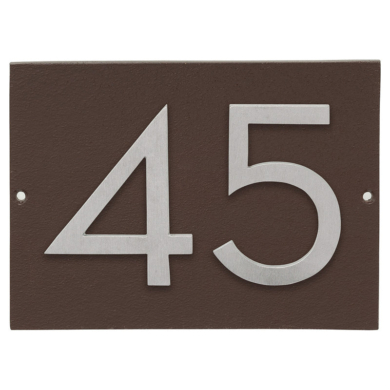 Plaque d’adresse murale sur 1 ligne flottante, Bronze romain, Aluminium brossé, Oui