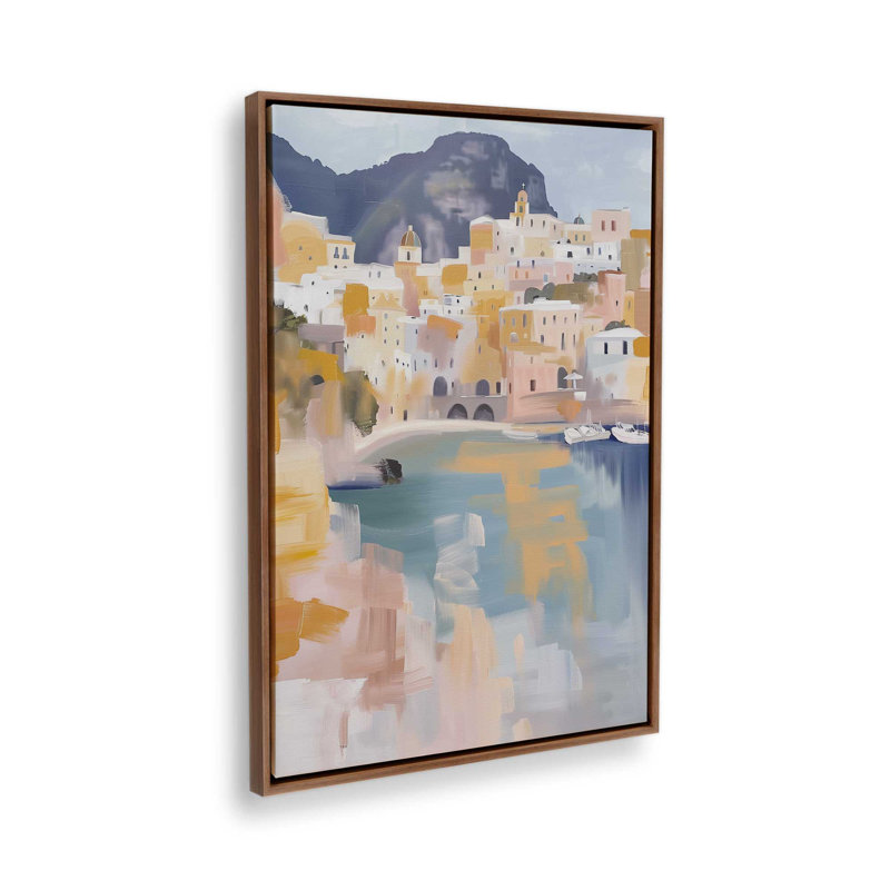 Rives dorées d'Amalfi I, H 19 po x l 13 po, Cadre flottant, Noyer