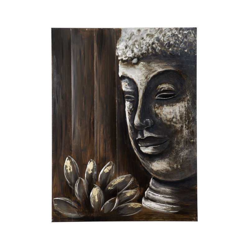 « lotus & bouddha », peinture sur bois