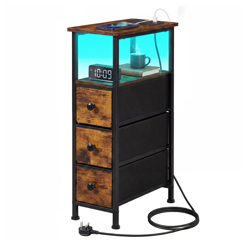40 cm W Bedside Table, Brown