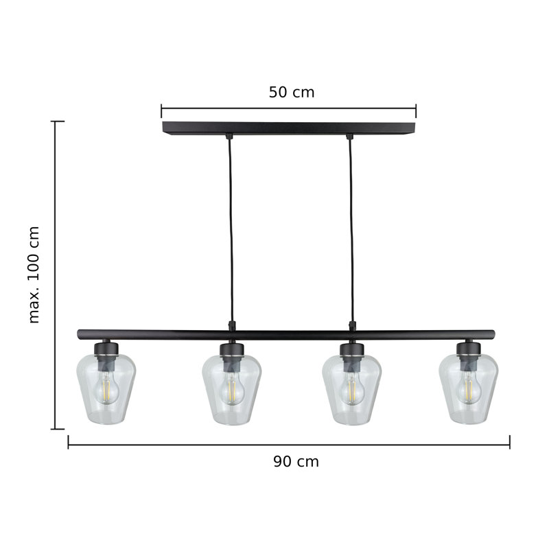 Valor 4 - Light Kitchen Island Pendant, Black