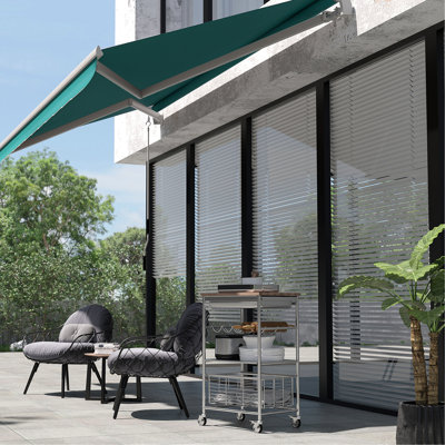 & Water- Balcony Awning - 13' X 8', , Manual Crank 8' Retractable For Patio Protected,