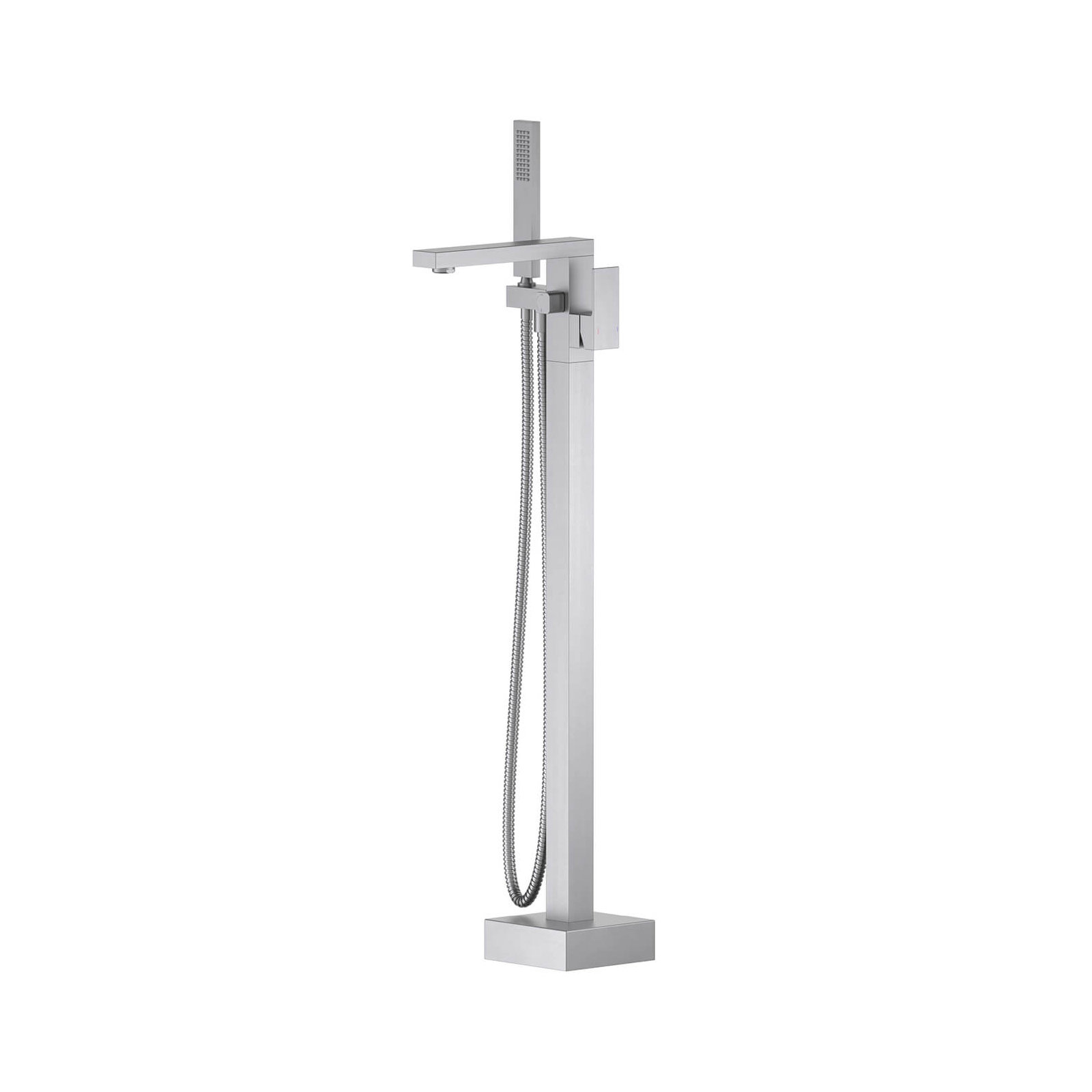 Cube Floor Tub Spout with Diverter, Brushed Nickel