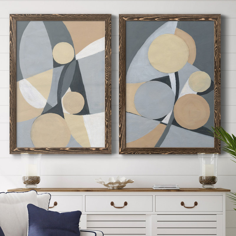 Millenium I - ensemble de 2 reproductions d'art, Pas de tapis, Toile avec cadre en noyer, H 44 po x l 31 po x P 1 po