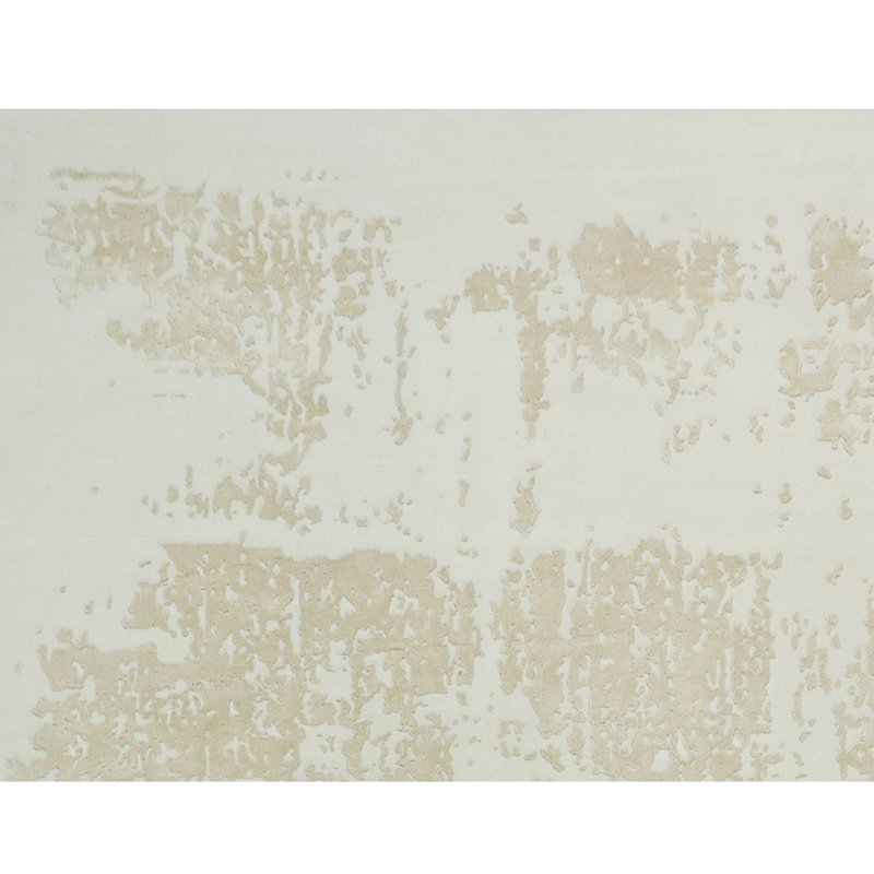 Hand Knotted Abstract Area Rug in White/Light Tan, Rectangle 5' x 8'
