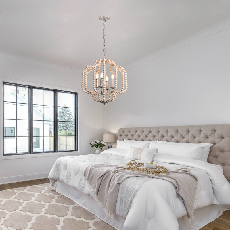 Marie-Lucie 4 - Light Dimmable Geometric Chandelier, Cream