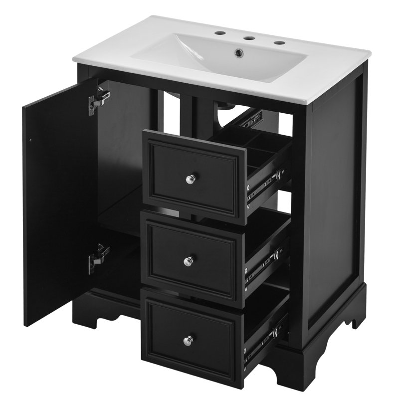 Armoire de salle de bain Vasanti, Noir