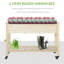 Lit surélevé pour jardin, 47 po x 22 po x 33 po, jardinière en bois surélevée avec roues verrouillables, tablette de rangement et doublure de lit pour cour, patio, naturel