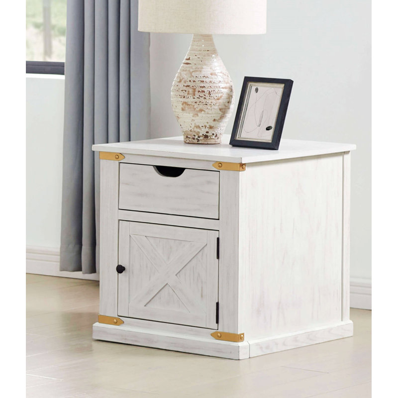 Charming Rustic Side Table with Drawers for Living Room Enhancement