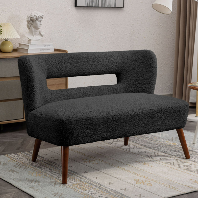 Ashyia 45.47'' Loveseat with Rubberwood Legs, Dark Gray