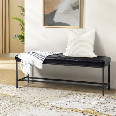 Anahli 50" W Faux Leather Upholstered Bench with Button-tufted Design