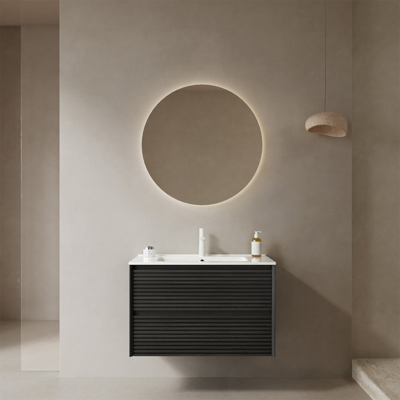 Meuble-lavabo avec lavabo 30 po BRON, Chêne foncé